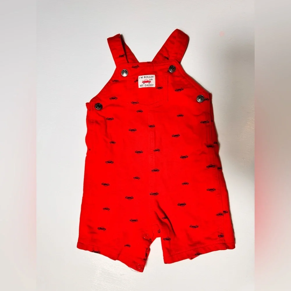 Carter’s baby/toddler Red‎ overalls 18 moths car design “rolling with my daddy